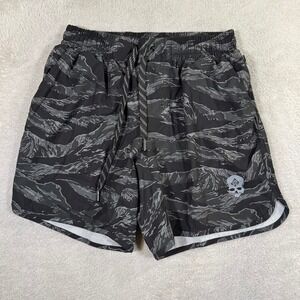 NWOT Zero Foxtrot Mens S 7" Linerless Athletic Shorts Black Tiger‎ Print Camo